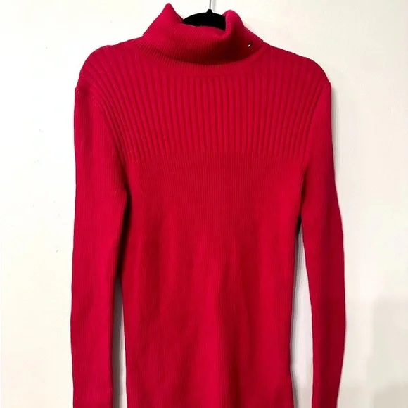 Tommy Hilfiger Turtleneck Long Sleeve Red Ribbed Sweater Size Large GUC - Picture 2 of 8